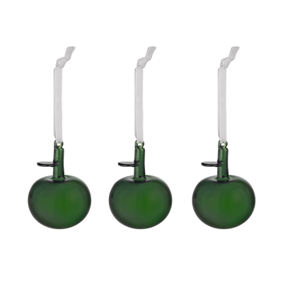 iittala Apple Green Glass Ornaments (Set of 3)