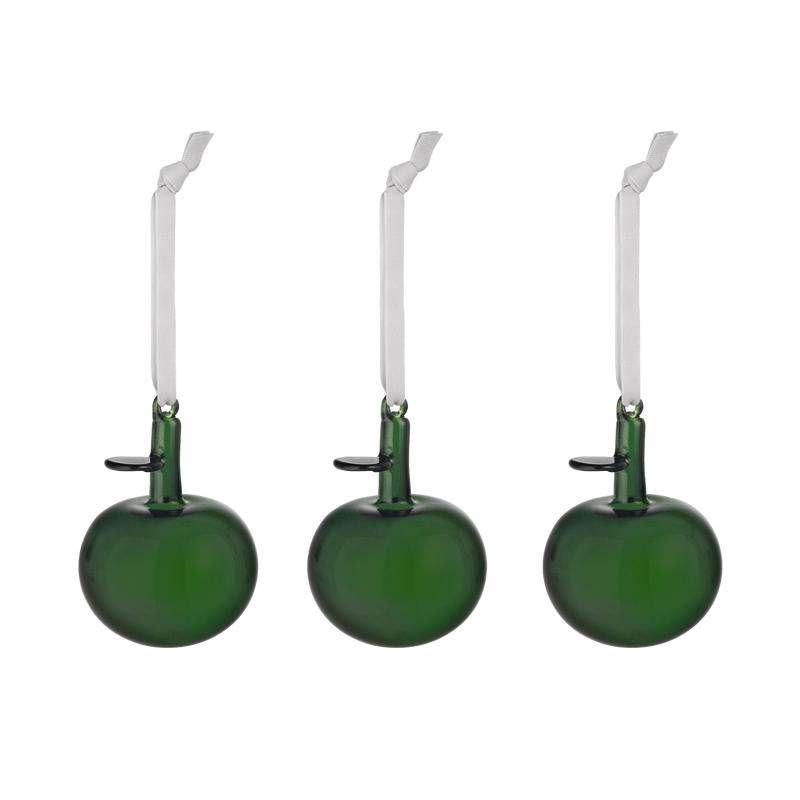 iittala Apple Green Glass Ornaments (Set of 3)