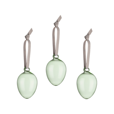 iittala Green Glass Egg Ornaments (Set of 3)