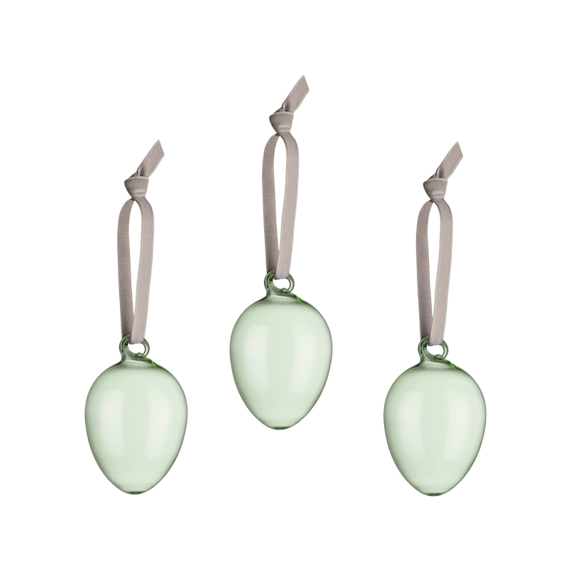 iittala Green Glass Egg Ornaments (Set of 3)