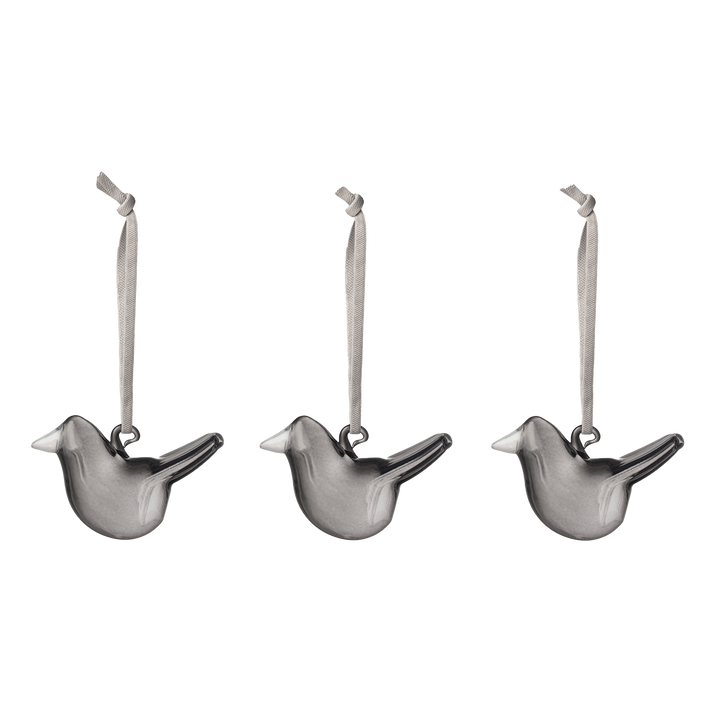 置物 ittala Birds iittala Grey Glass Bird Ornaments (Set of 3) – Touch of Finland