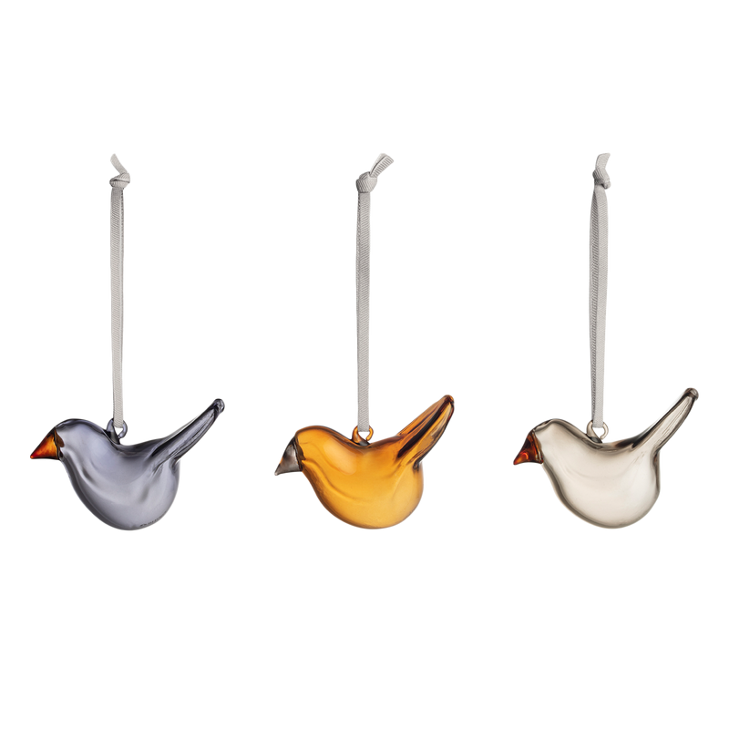 iittala Mixed Glass Bird Ornaments (Set of 3)