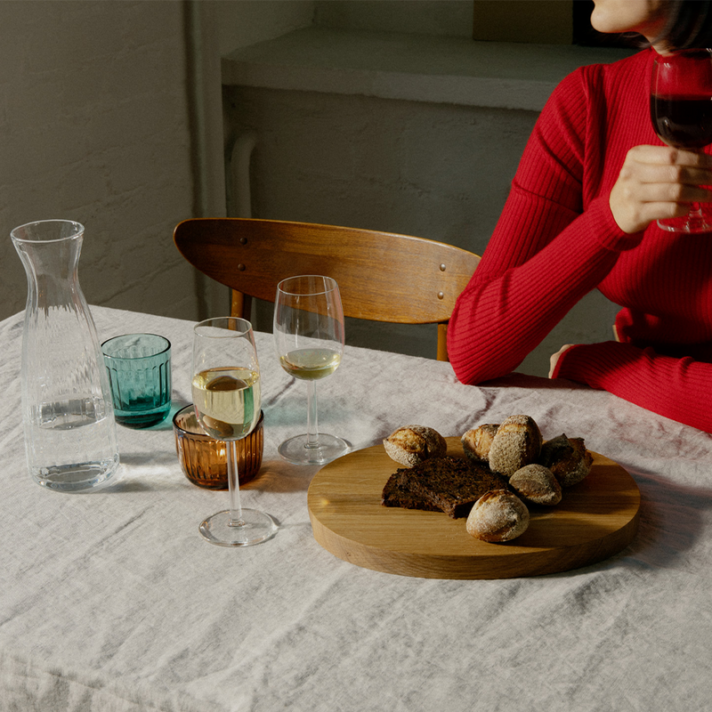 bread bites on oak tray