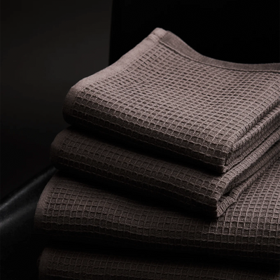 grey folded towels
