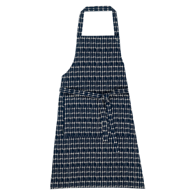 Marimekko Alku Apron dark blue linen color