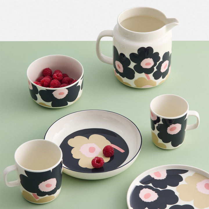 Marimekko Unikko Coupe Plate, off-white/charcoal/sand/pink – Touch