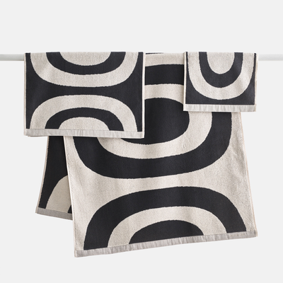 Marimekko Melooni charcoal bath towels grouping