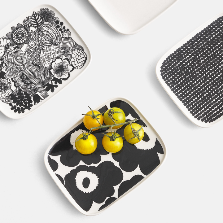 Marimekko Unikko Small Rectangular Plate, white/black – Touch of