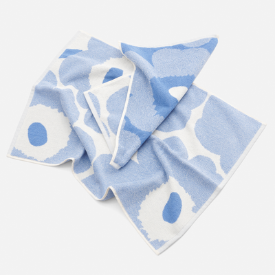 Marimekko Unikko cream blue bath towels