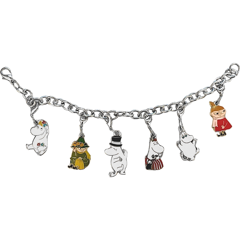 Bracelet with five charms on a white background