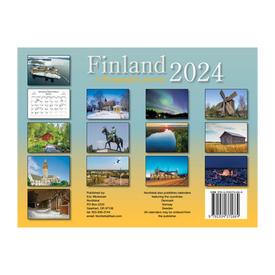 back side of Finland Suomi 2024 Calendar
