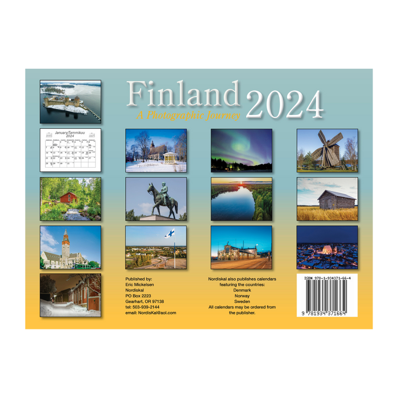 back side of Finland Suomi 2024 Calendar