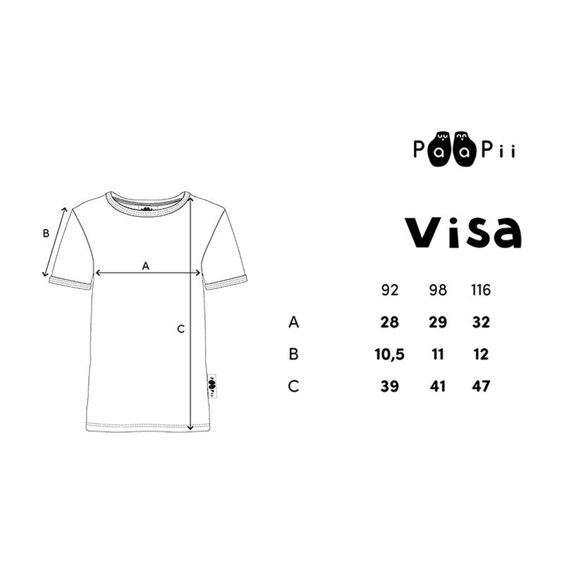 Paappi kids t shirt size chart