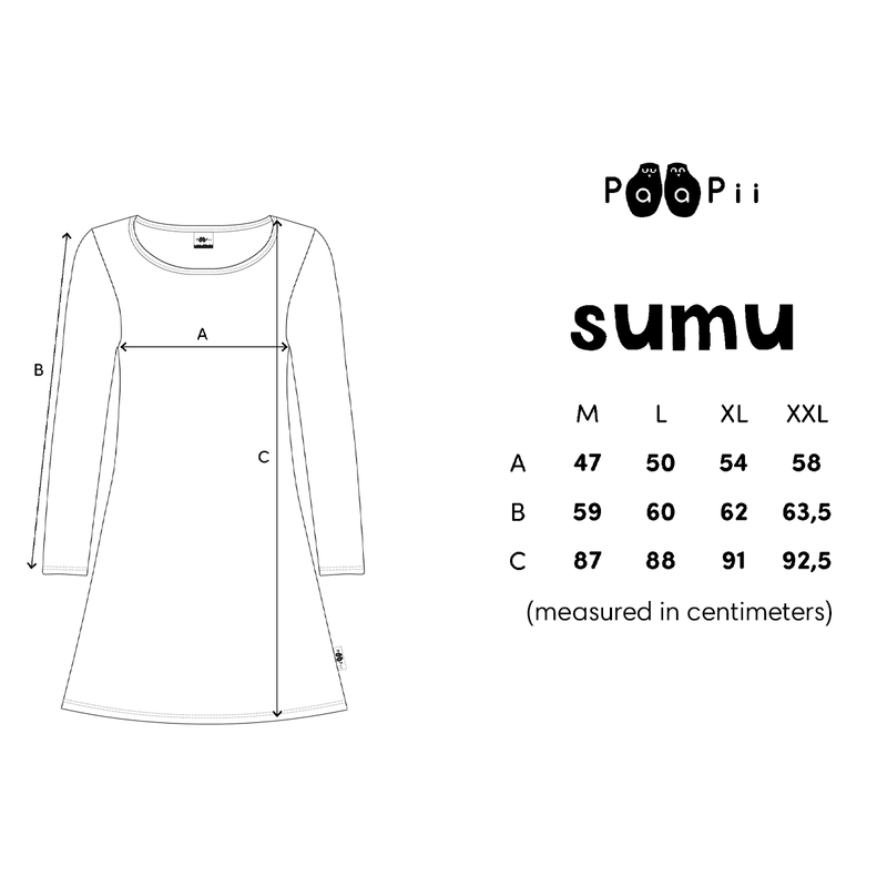 Sizes for kuukkeli tunic