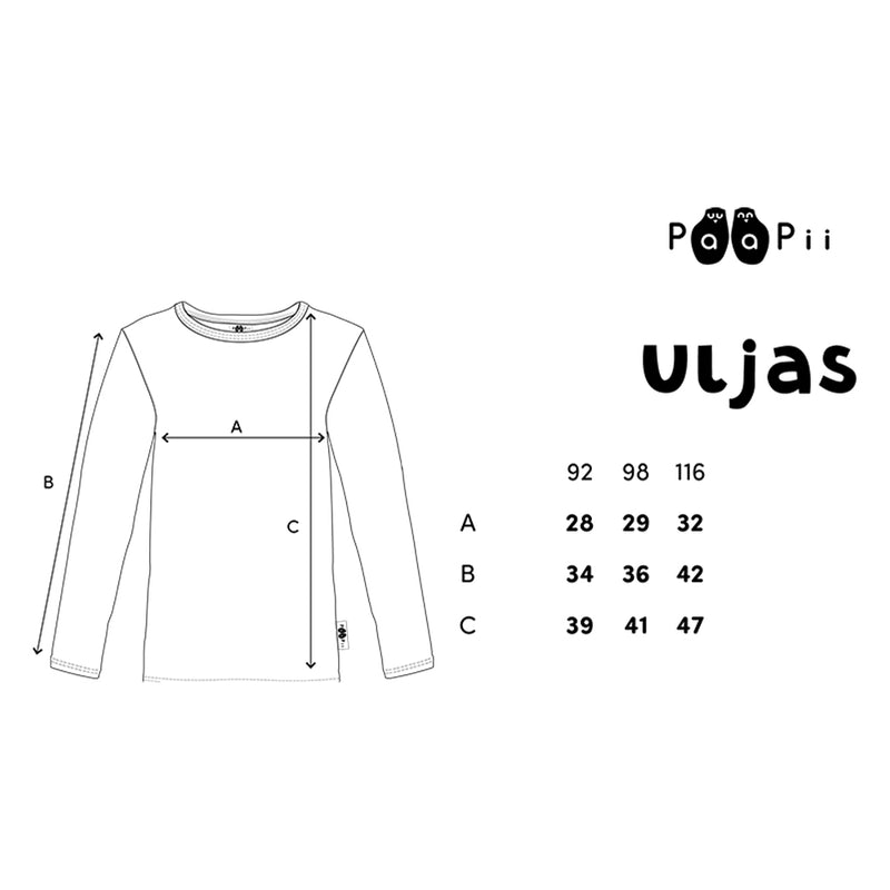 Uljas kids shirt sizes