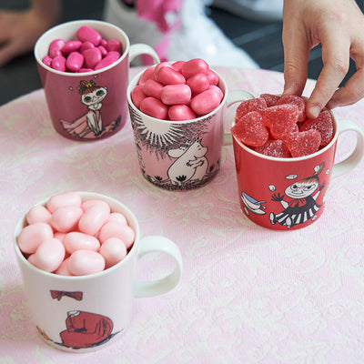 Arabia Moomin Mugs filled with assorted candy