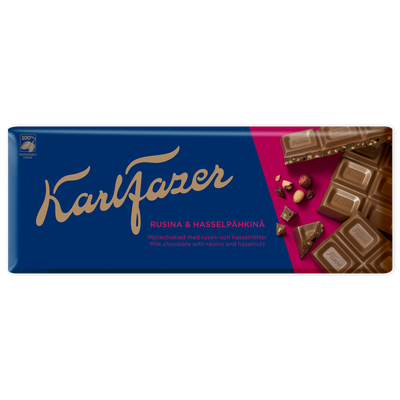 Fazer Milk Chocolate Raisins & Hazelnuts Bar (200g)