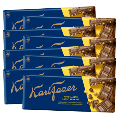 Fazer Milk Chocolate Hazelnuts Bar, 8 Pack