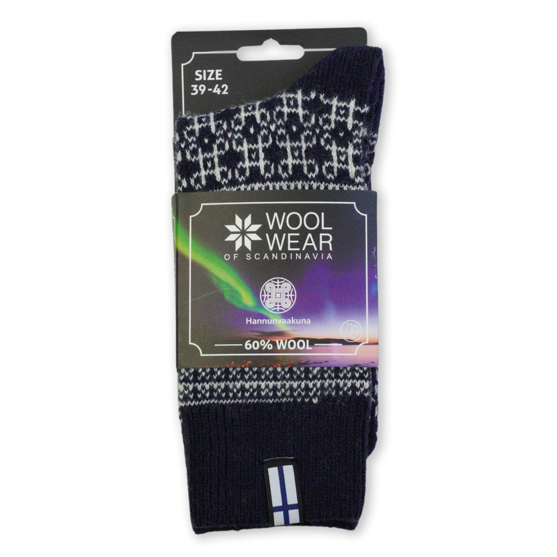 WOOLWEAR Finnish Flag Hannunvaakuna Wool Socks in packaging sleeve