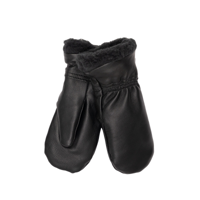 Käsinetori Children's Leather Mittens w/ Wool Lining, black