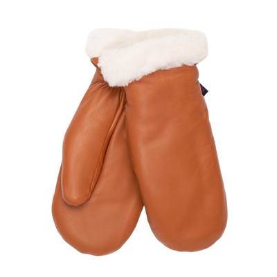 Käsinetori Men's Leather Mittens w/ Wool Lining, cognac