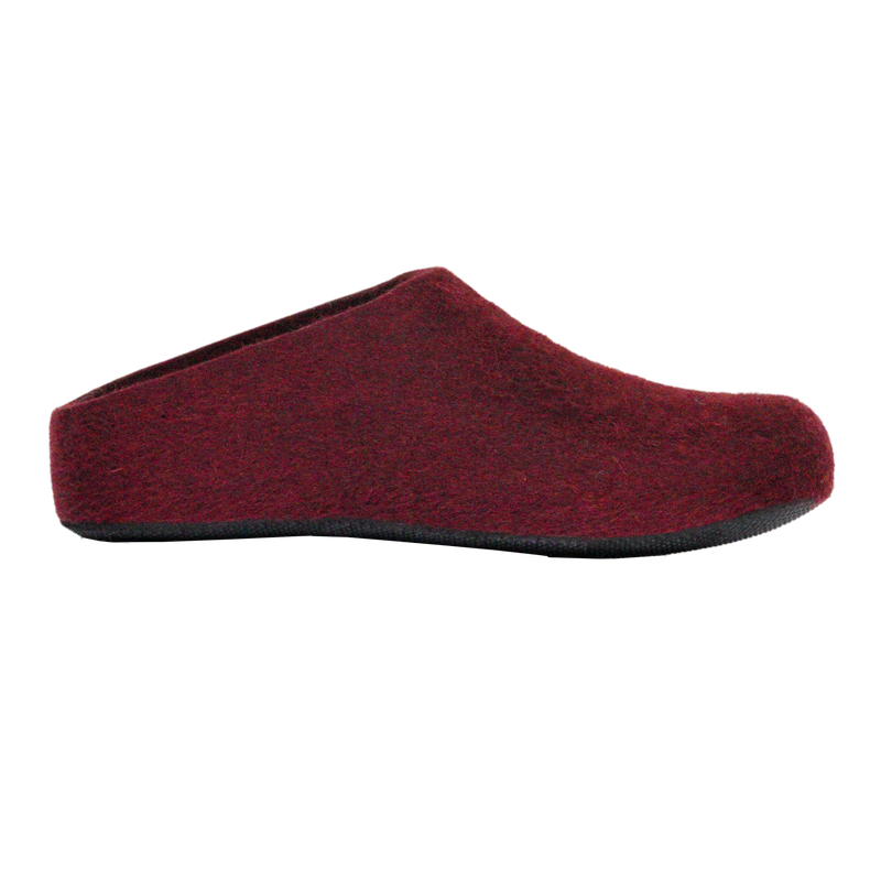 Lahtiset Felt Slippers w/ Rubber Sole, Plum Red