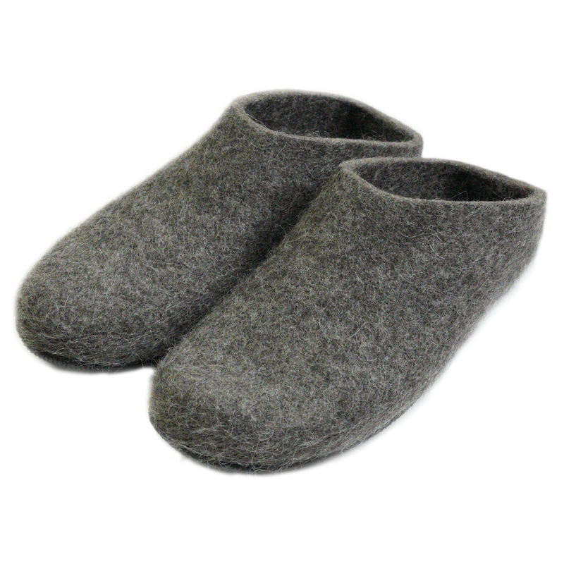 Lahtiset Felt Slippers w/ Rubber Sole, Light Grey