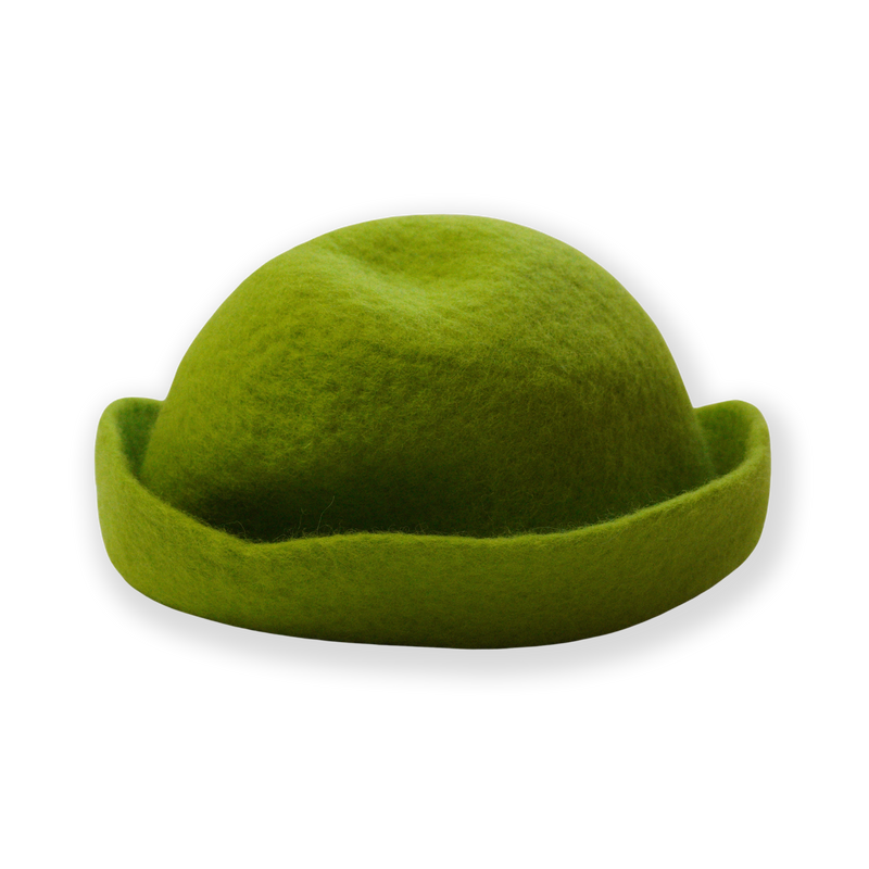 side profile of Lahtiset Sauna Hat, lime green
