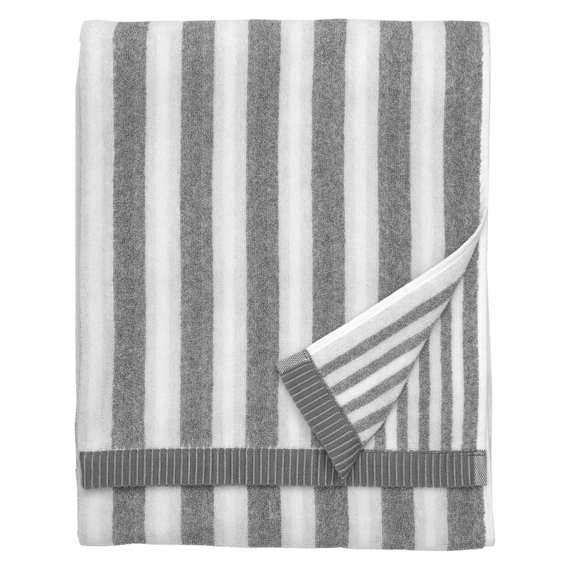 Folded Marimekko Kaksi Raitaa Bath Towel, white/grey
