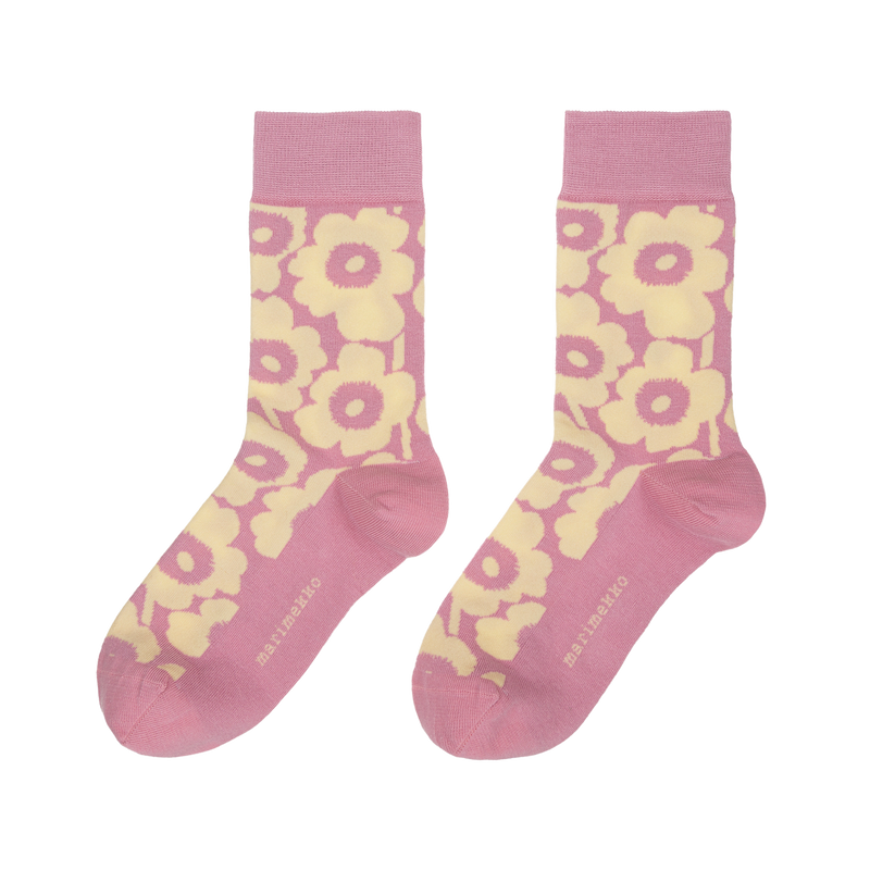 Marimekko Kirmailla Unikko Socks, pink/off-white