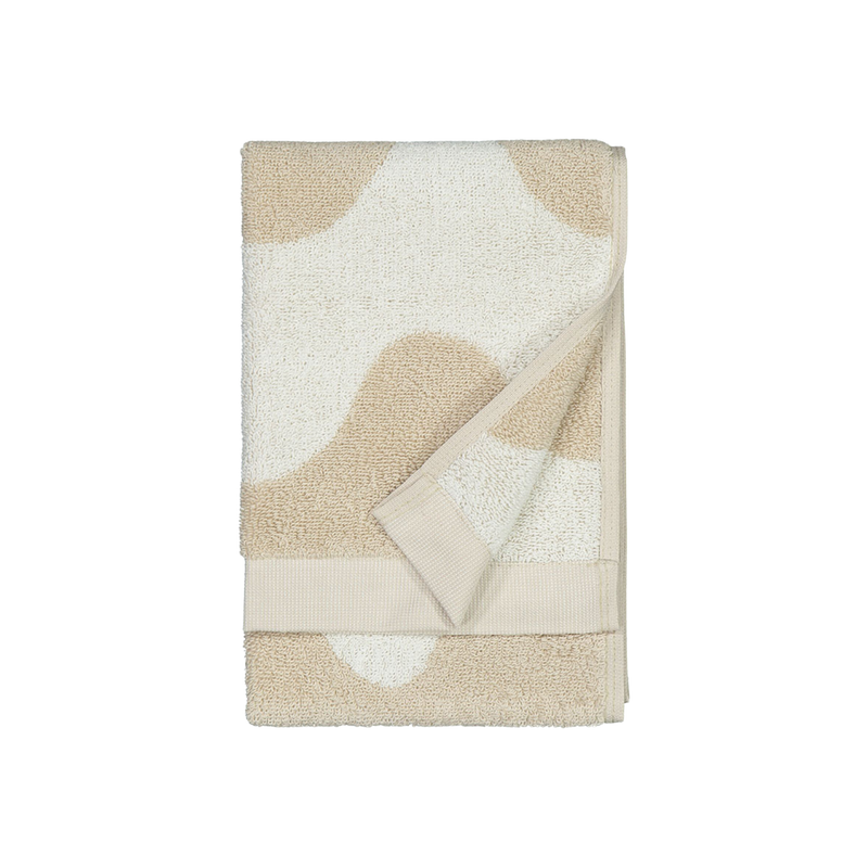 Folded Marimekko Lokki Guest Towel, beige/white