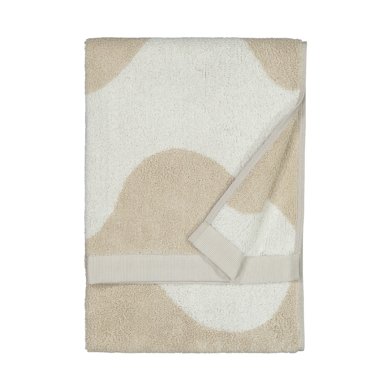 Folded Marimekko Lokki Hand Towel, beige/white
