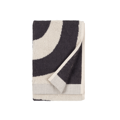 Folded Marimekko Melooni Guest Towel, charcoal/off-white