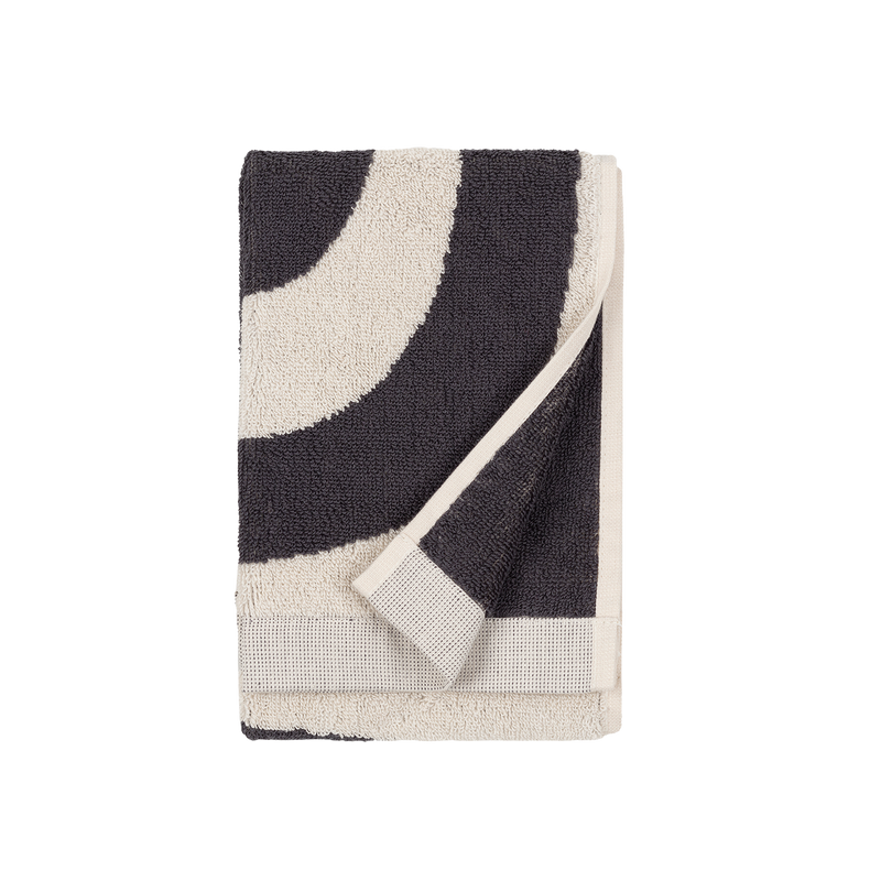 Folded Marimekko Melooni Guest Towel, charcoal/off-white