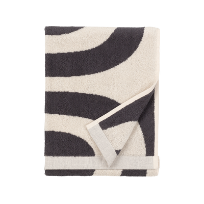 Folded Marimekko Melooni Hand Towel, charcoal/off-white