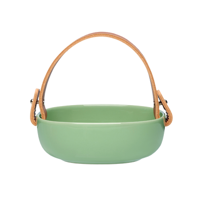 Marimekko Pikku Koppa Serving Dish w/ Leather Handle, light green