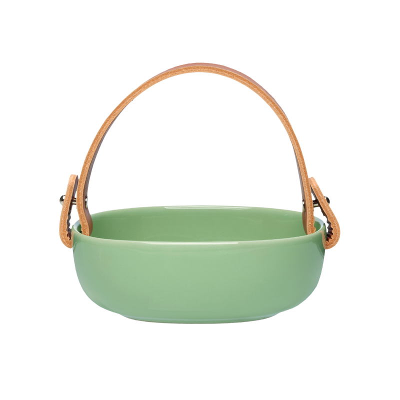 Marimekko Pikku Koppa Serving Dish w/ Leather Handle, light green