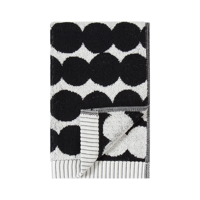 Folded Marimekko Räsymatto Guest Towel, white/black