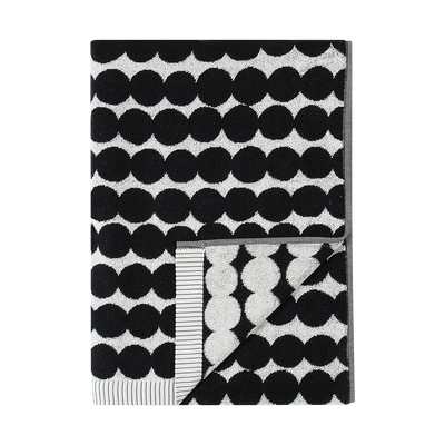 Folded Marimekko Räsymatto Hand Towel, black/white