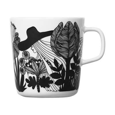 Marimekko Siirtolapuutarha Large Mug, white/black/pink