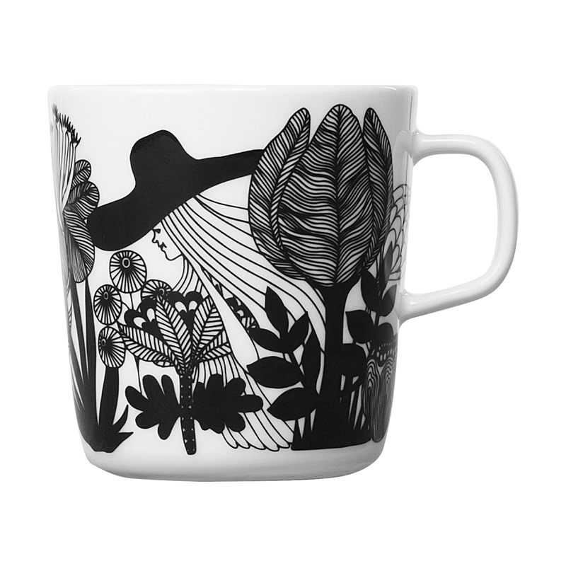 Marimekko Siirtolapuutarha Large Mug, white/black/pink
