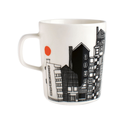 Marimekko Siirtolapuutarha Mug, white/black/orange