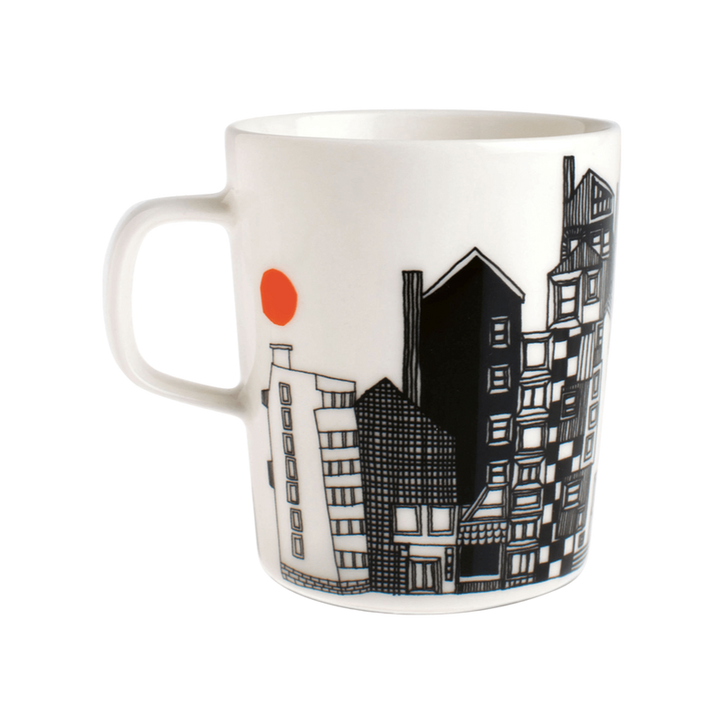 Marimekko Siirtolapuutarha Mug, white/black/orange