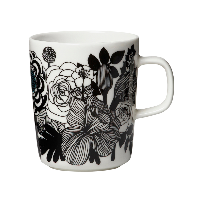 Marimekko Siirtolapuutarha Mug, white/black/turquoise