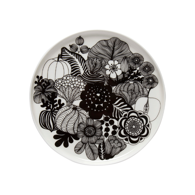 Marimekko Siirtolapuutarha Salad Plate, black/white