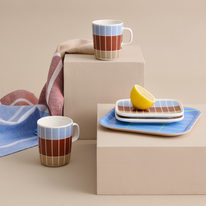 Grouping of Marimekko Tiiliskivi kitchen accessories