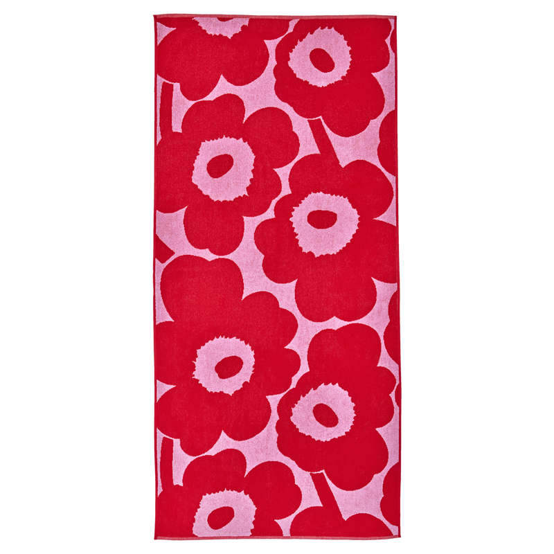 Marimekko Unikko Bath Towel, pink/red