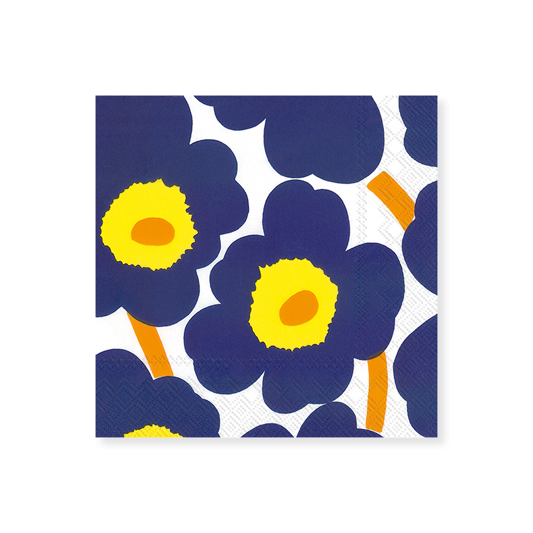 小〘350〙青/黒青KAIVO　ペーパーナプキン　marimekko Marimekko Unikko Blue Cocktail Napkins (20 Pack) – Touch of Finland