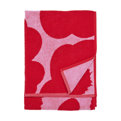 Folded Marimekko Unikko Hand Towel, pink/red