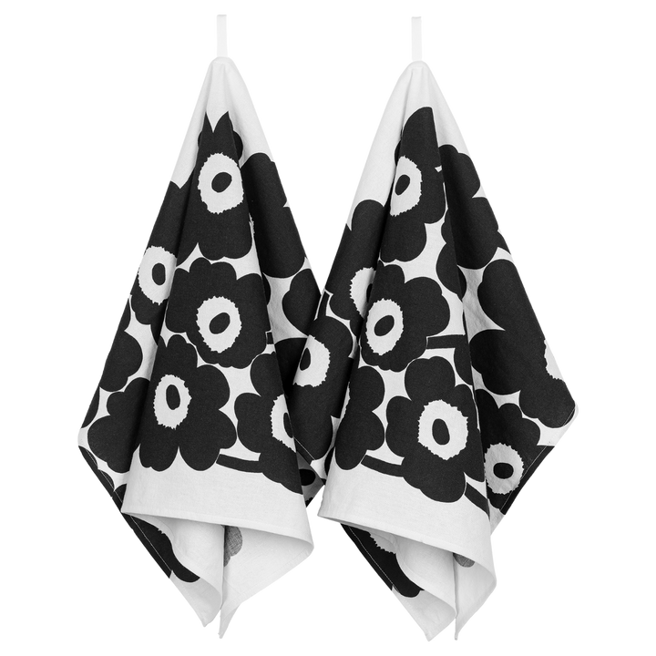 marimekko 大判タオルケット黒146×72 Marimekko-Unikko-Kitchen-Towel